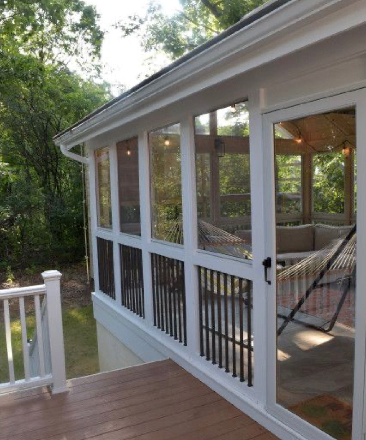 Custom screened porch addition with composite decking